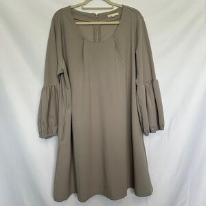 Standards &‎ Practices Gray Shift Dress with Puff Sleeves